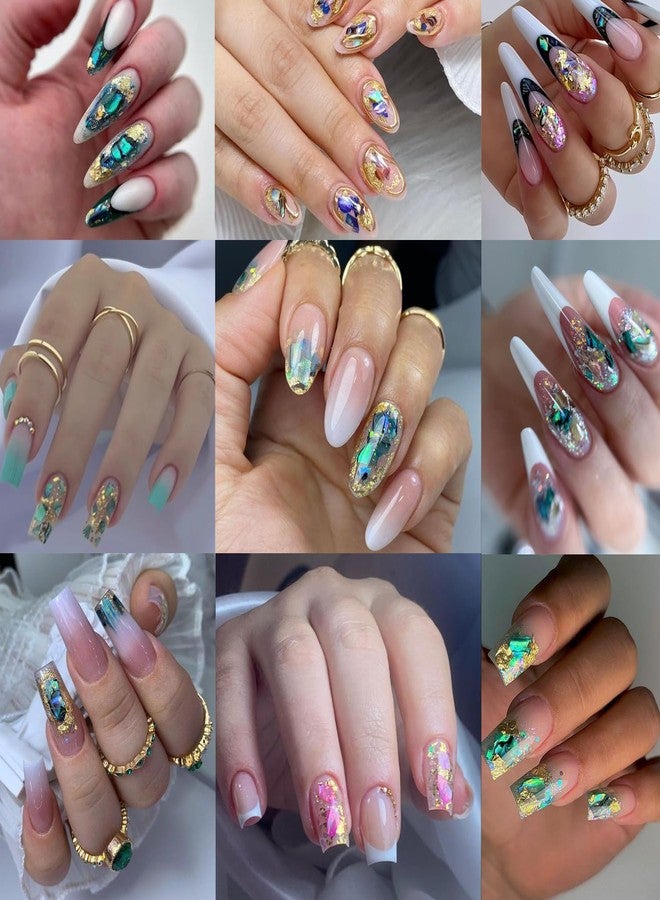 BSBTBZ 12Grids Nail Art Aurora Abalone Shell Flakes, Shiny Irregular Sea Shell 3D Charms Summer Slices Holographic Nail Art Sequins Natural Sea Shells Nail Glitters Manicure Paillette Tip Decor Accessories - Image 4